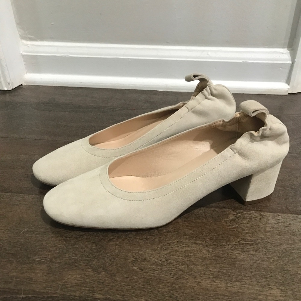 Everlane Cream Suede Day Heels
